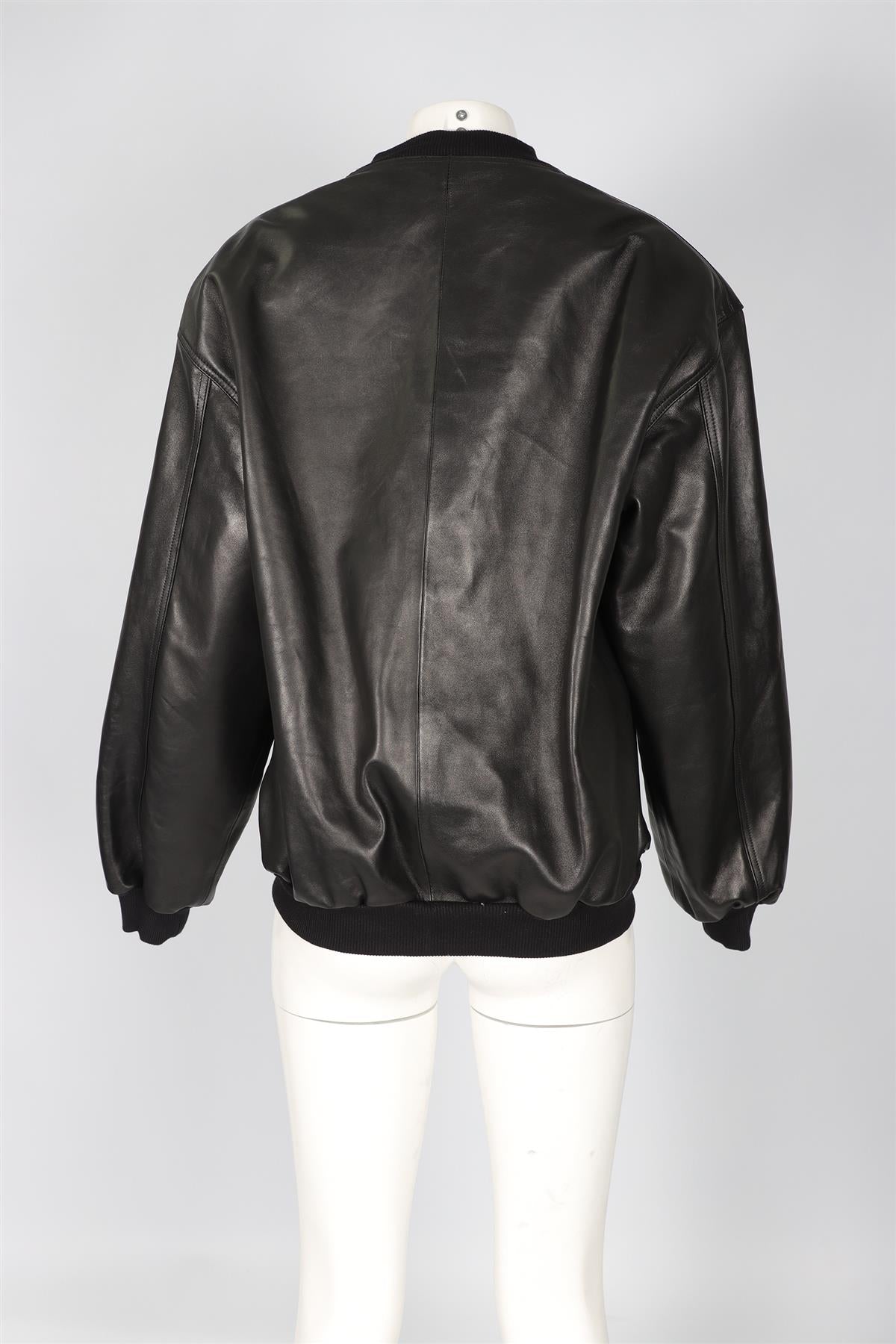 MAGDA BUTRYM BLACK LEATHER BOMBER JACKET FR 36 UK 8