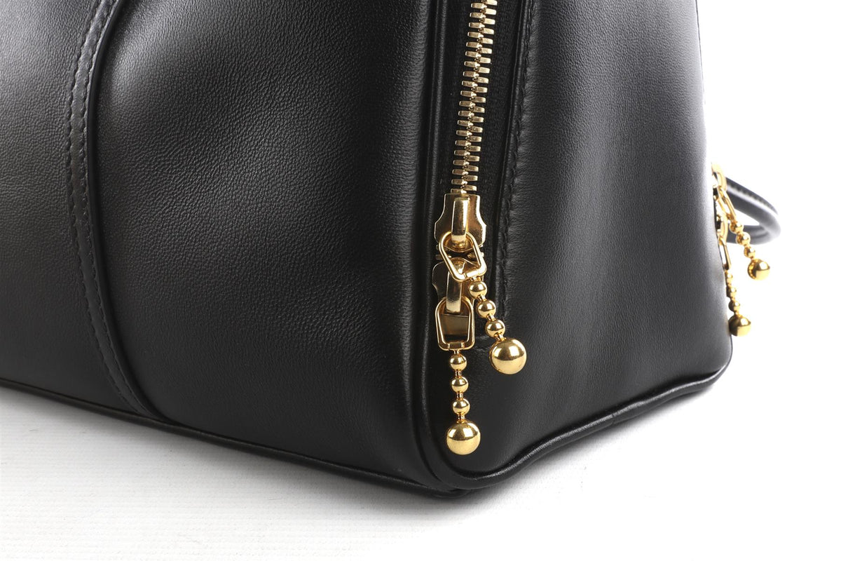 TORY BURCH BLACK MARSHMALLOW LEATHER TOTE BAG