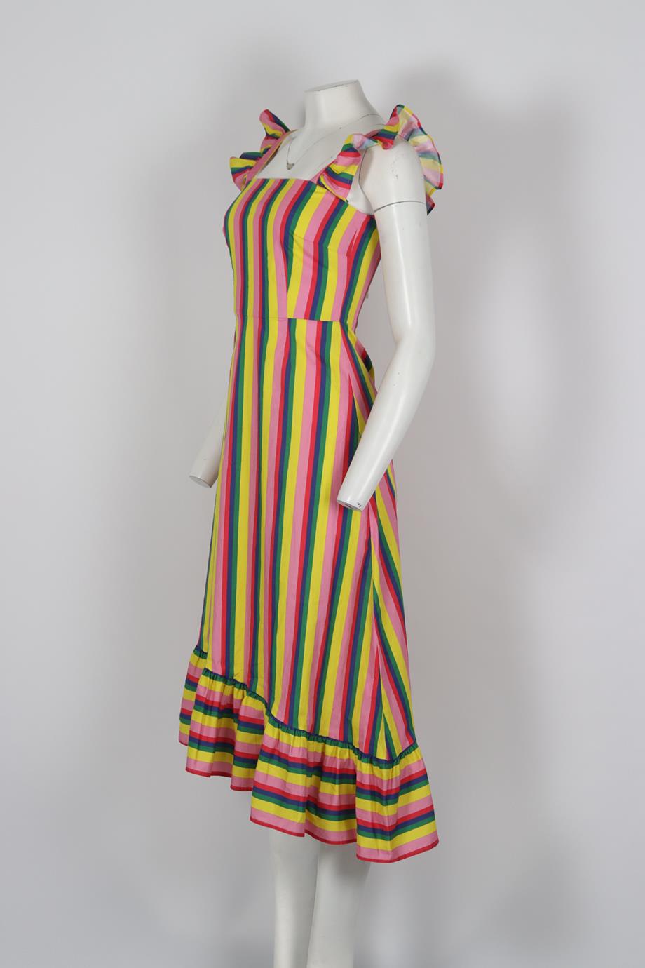 STAUD STRIPED COTTON MIDI DRESS US 2 UK 6