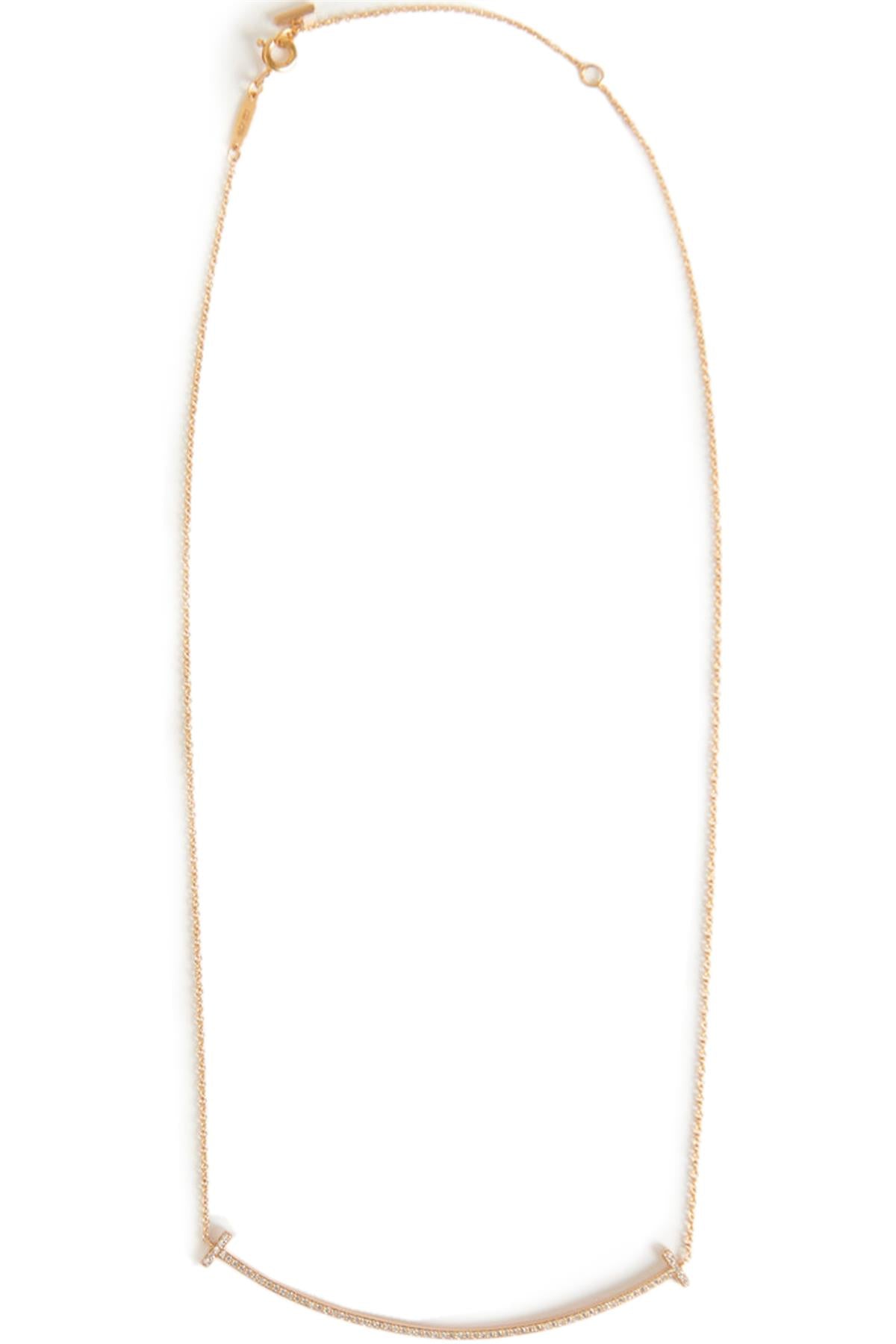 TIFFANY & CO. T SMILE LARGE 18K ROSE GOLD AND DIAMOND NECKLACE