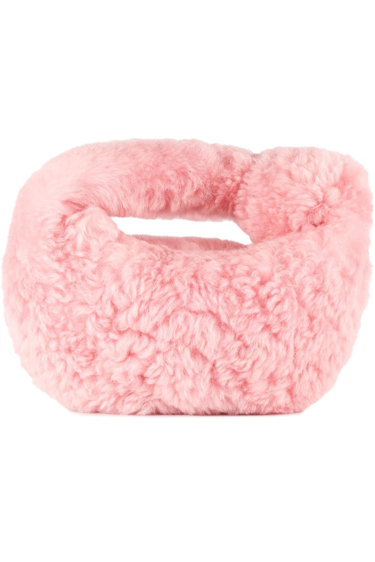 BOTTEGA VENETA PINK JODIE MINI SHEARLING CLUTCH