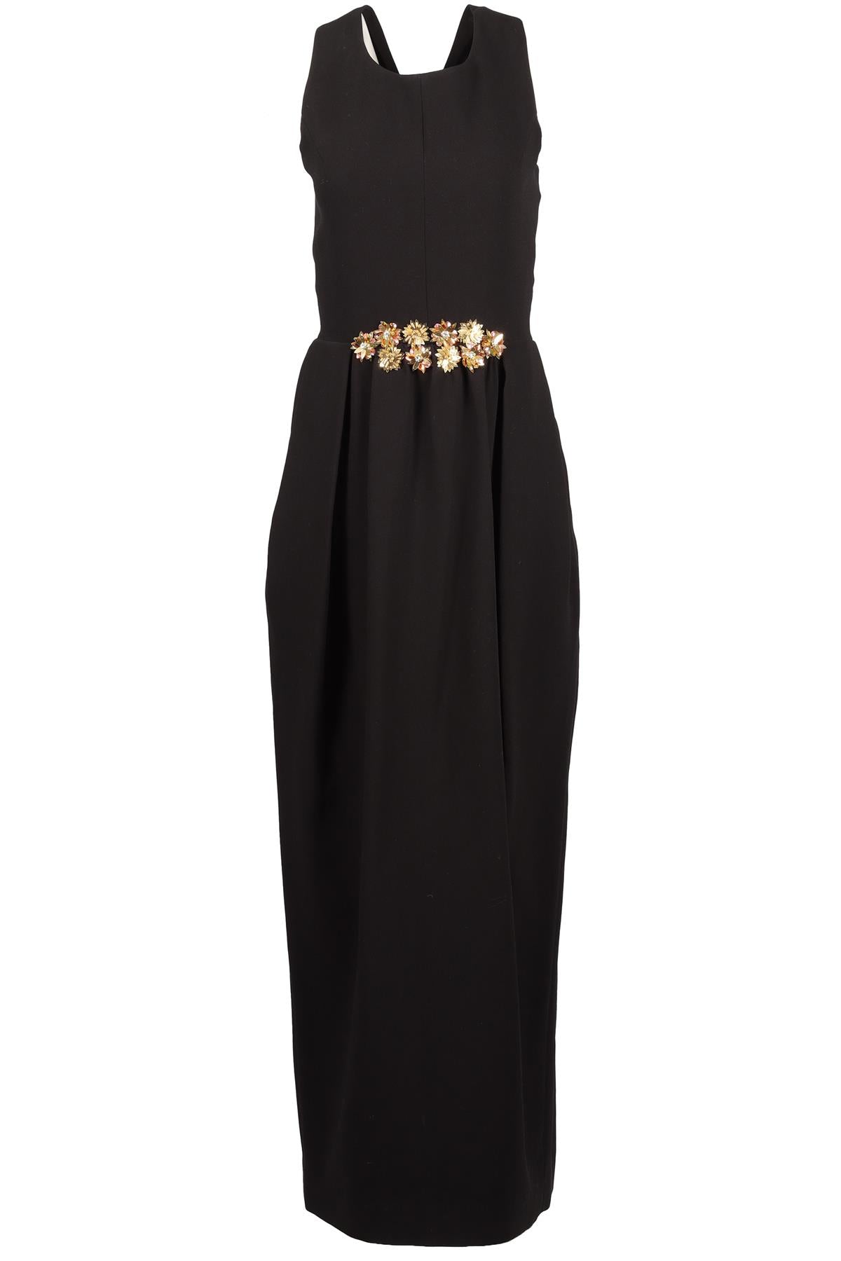 TORY BURCH BLACK CREPE MAXI DRESS US 4 UK 8