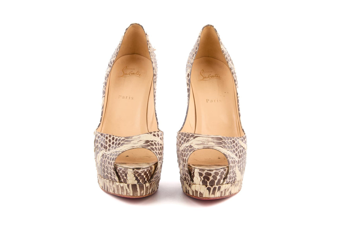 CHRISTIAN LOUBOUTIN GREY SNAKESKIN PUMPS EU 40.5 UK 7.5 US 10.5
