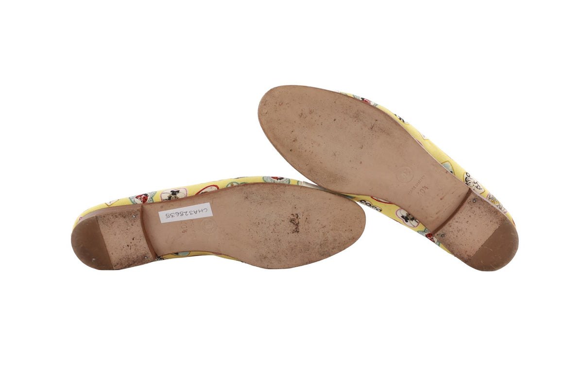 CHANEL YELLOW 2006 CANVAS BALLET FLATS EU 40.5 UK 7.5 US 10.5