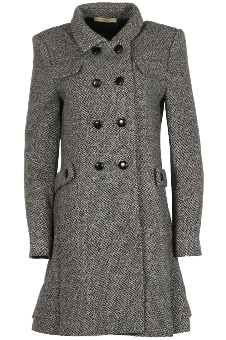 BALENCIAGA DOUBLE BREASTED WOOL BLEND COAT FR 42 UK 14