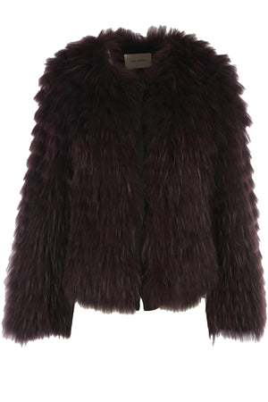 YVES SALOMON BURGUNDY RABBIT FUR JACKET FR 40 UK 12