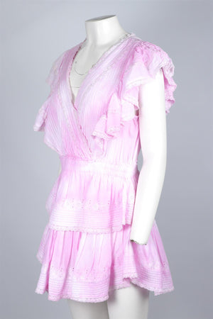 LOVESHACKFANCY PINK COTTON MINI DRESS LARGE