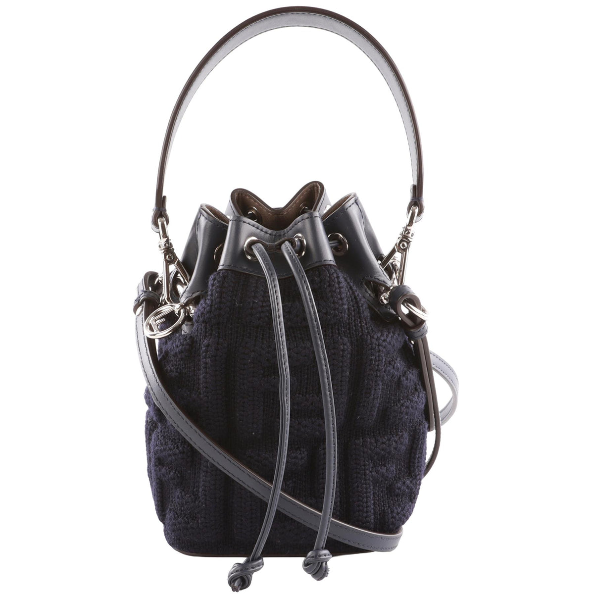 FENDI NAVY MON TRESOR MINI FABRIC BUCKET BAG