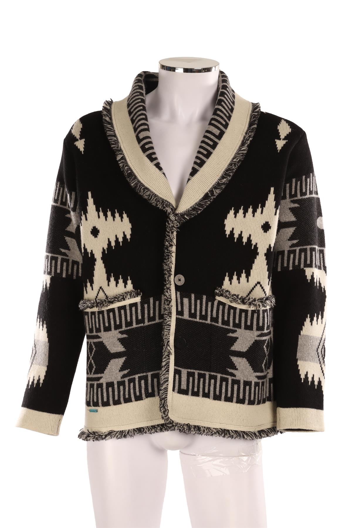 ALANUI BLACK MEN'S CASHMERE CARDIGAN SMALL
