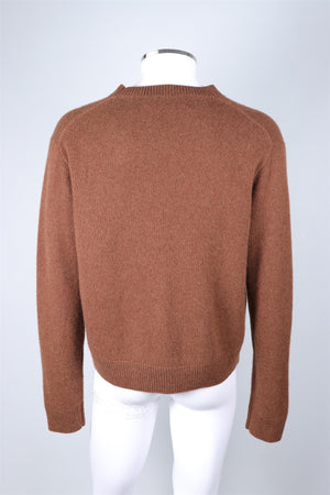 THE ELDER STATEMAN BROWN MEN'S CASHMERE SWEATER MEDIUM