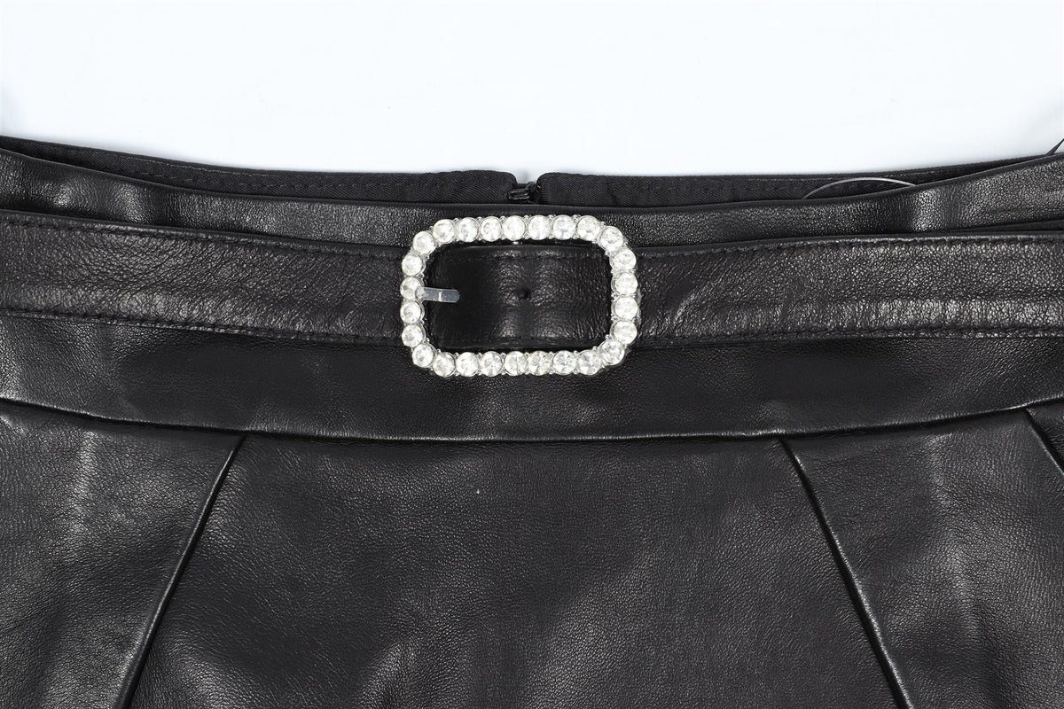 ALEXANDRE VAUTHIER CRYSTAL AND LEATHER MINI SKIRT IT 36 UK 4