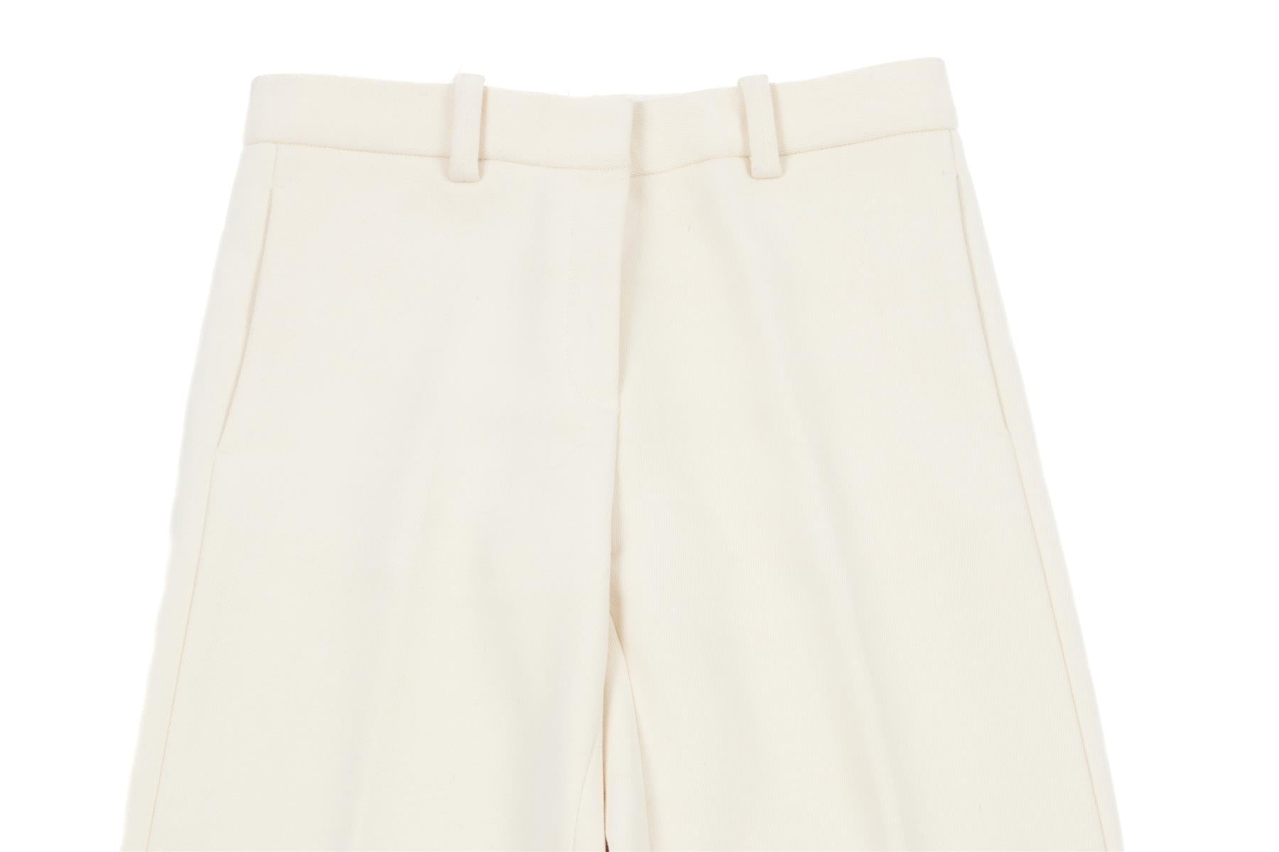 TORY BURCH CREAM WOVEN STRAIGHT LEG PANTS US 2 UK 6