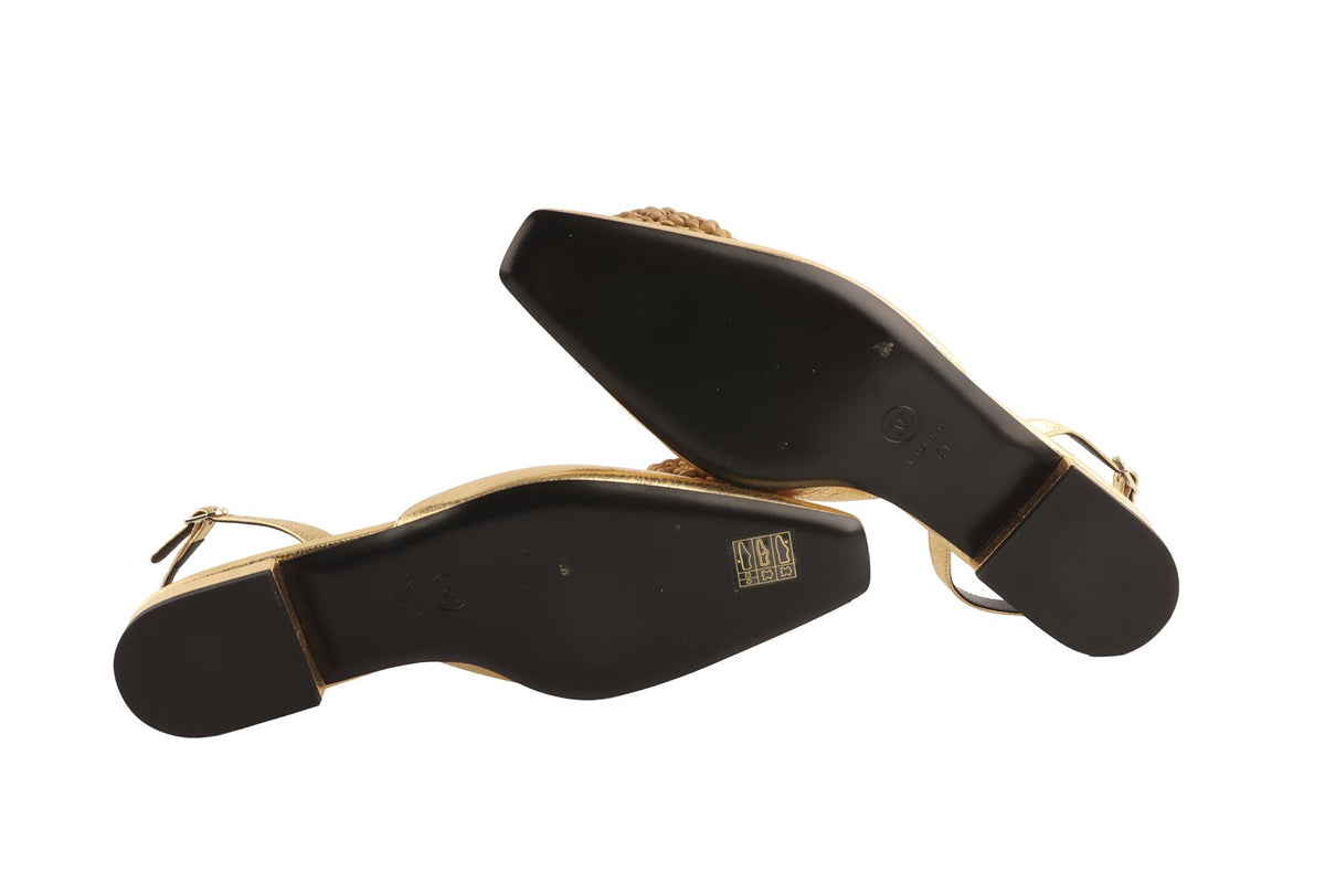 CHANEL GOLD 2026 LEATHER BALLET FLATS EU 41 UK 8 US 11