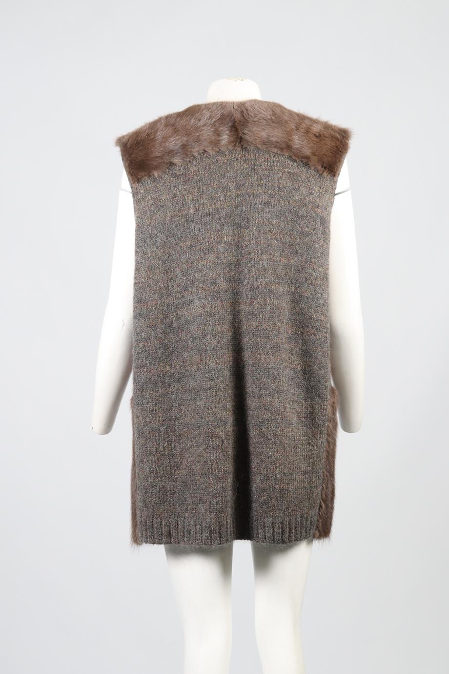ISABEL MARANT FUR AND WOOL BLEND GILET FR 38 UK 10
