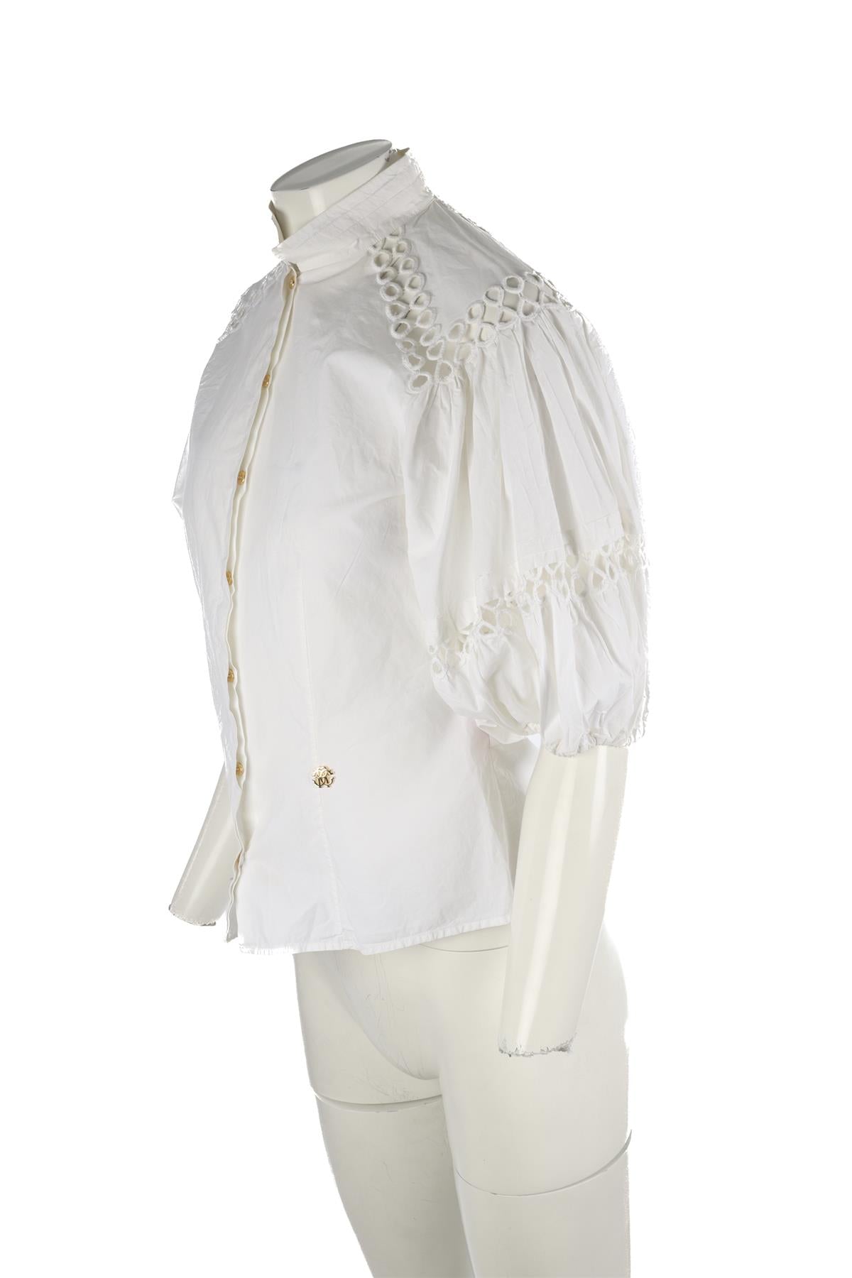 ROBERTO CAVALLI WHITE COTTON SHIRT IT 38 UK 6