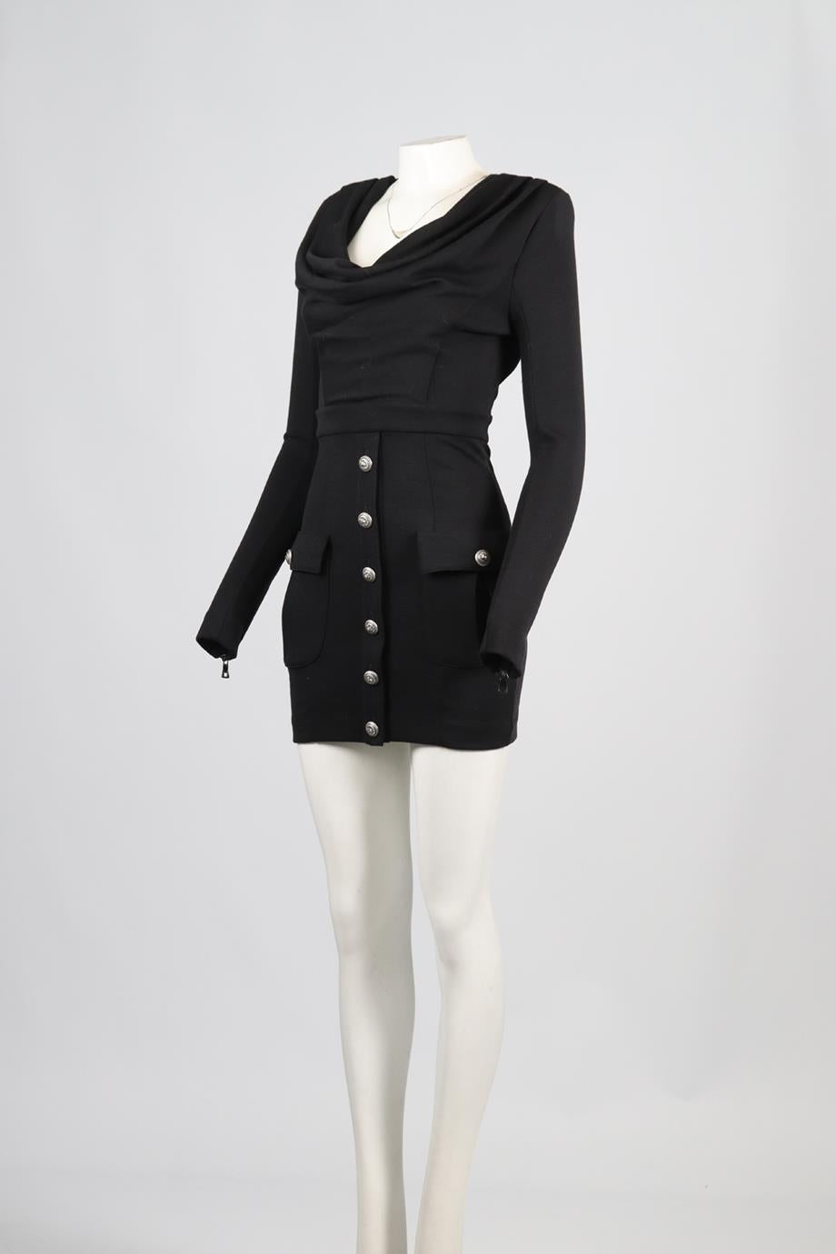 BALMAIN WOOL MINI DRESS FR 36 UK 8