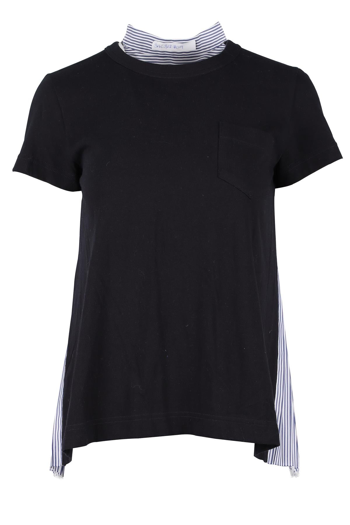 SACAI BLUE COTTON BLEND T-SHIRT MEDIUM