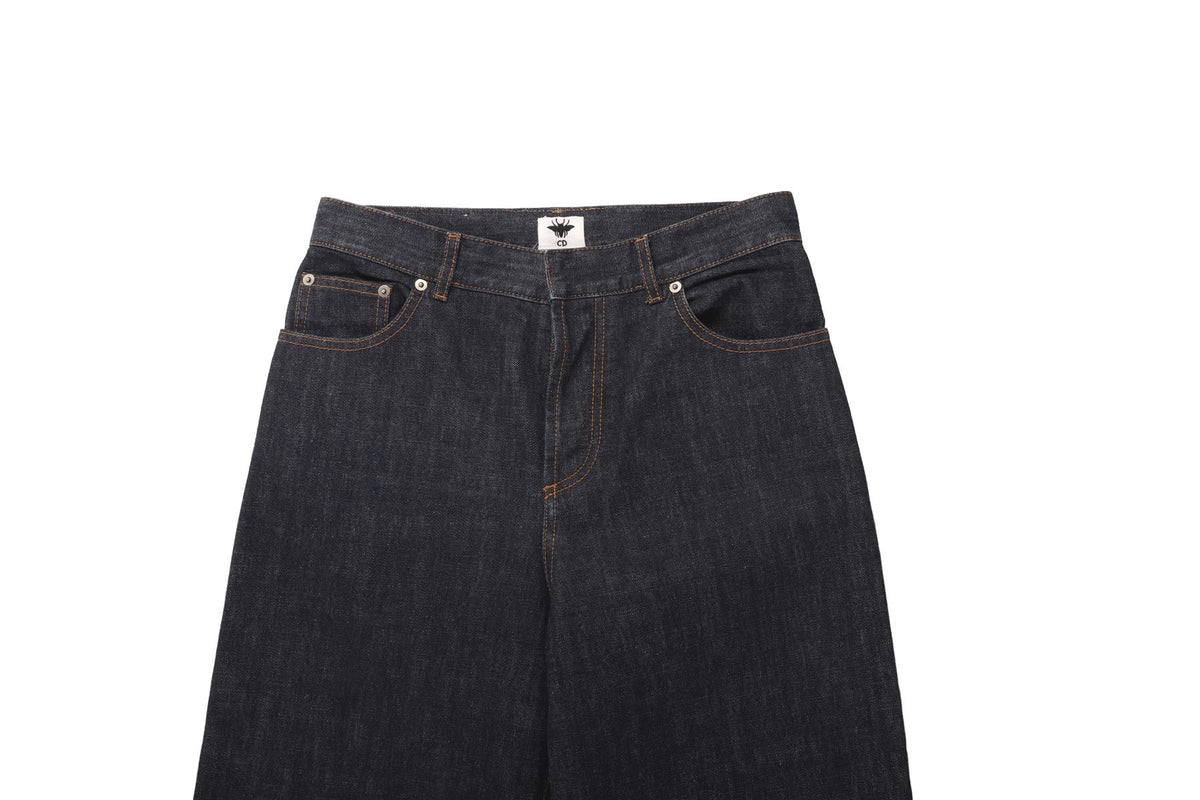 CHRISTIAN DIOR BLUE HIGH RISE WIDE LEG JEANS FR 42 UK 14