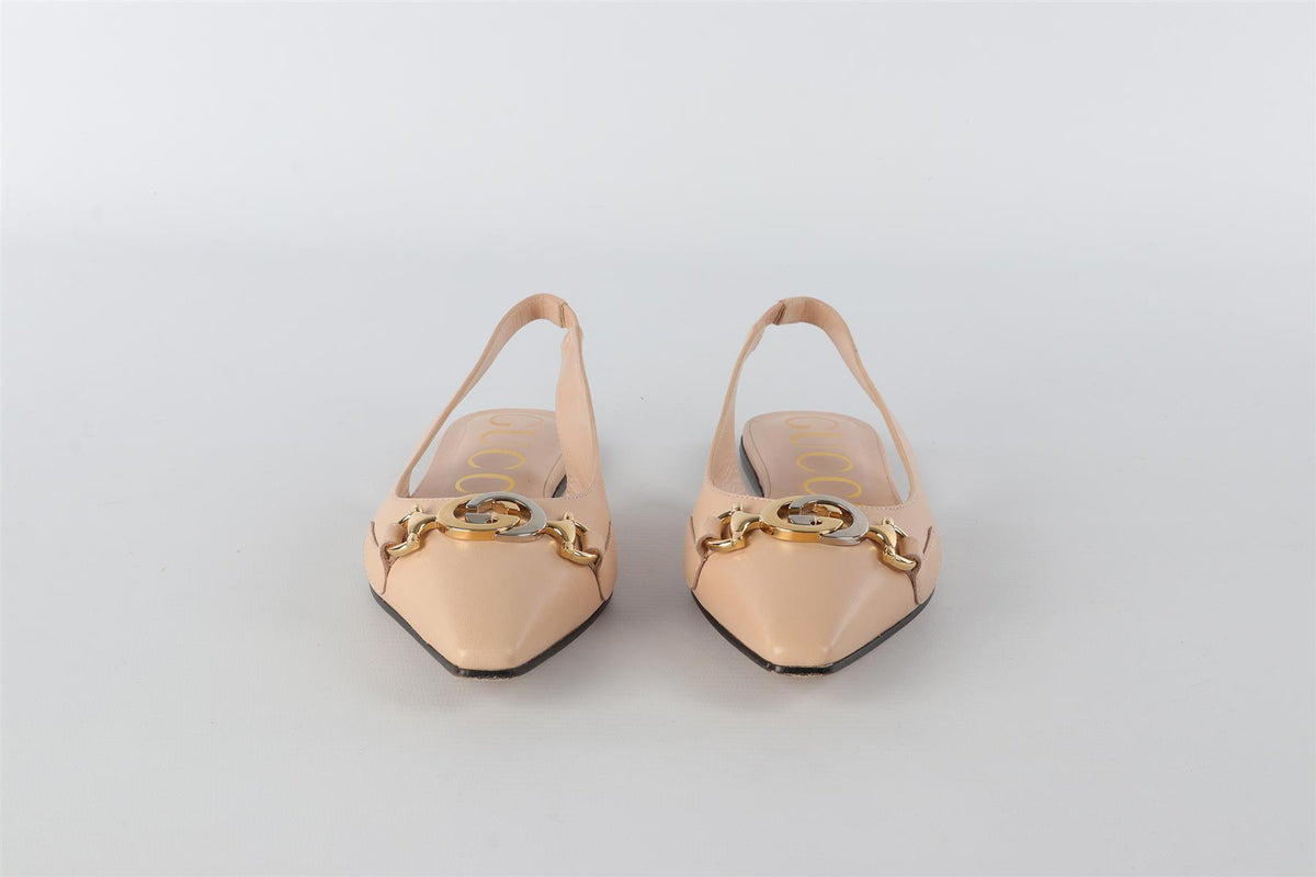 GUCCI NUDE GG LEATHER SLINGBACK FLATS EU 36 UK 3 US 6