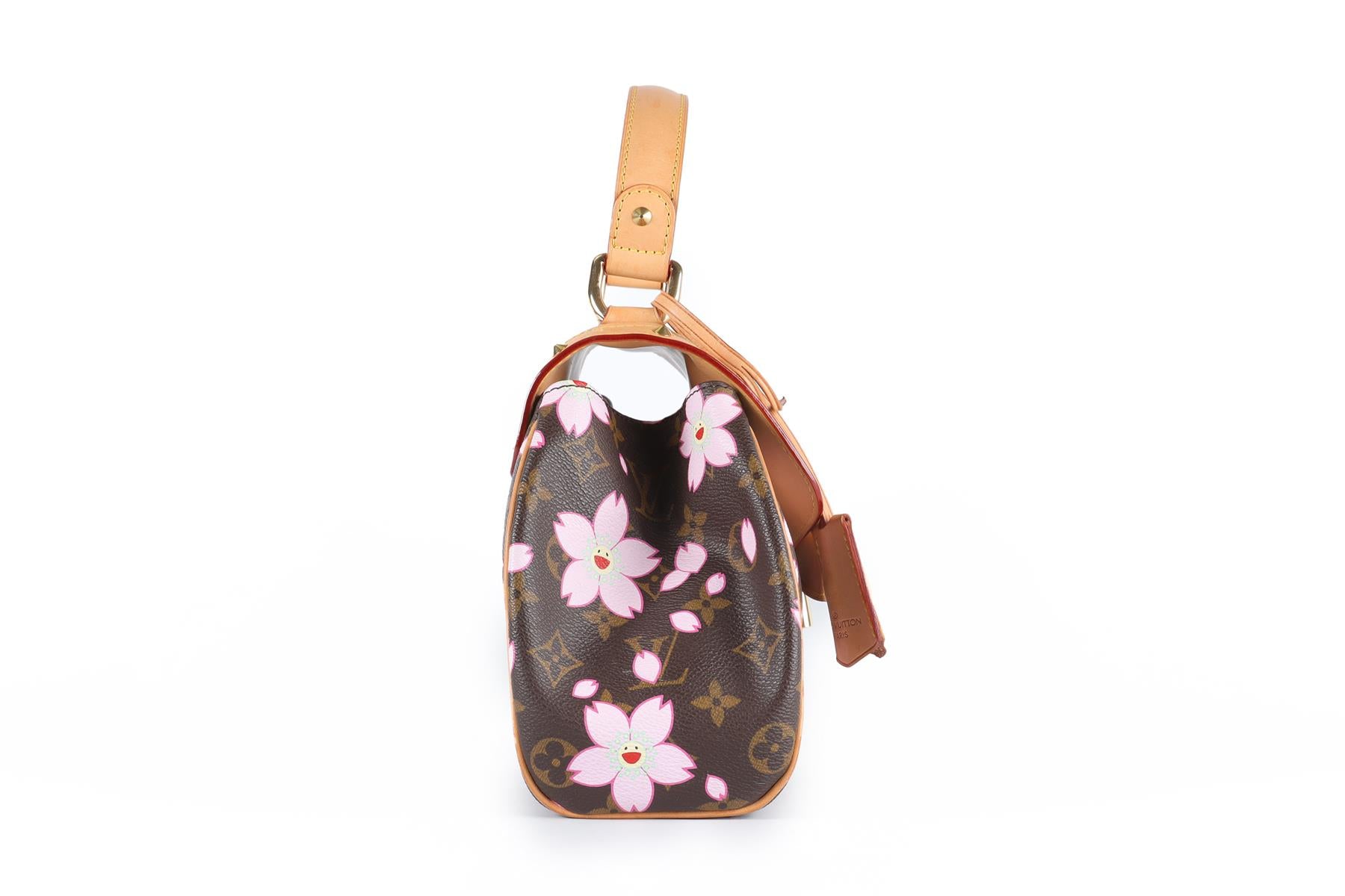 LOUIS VUITTON + TAKASHI MURAKAMI BROWN 2003 SAC RETRO PM CHERRY BLOSSOM MONOGRAM TOTE BAG