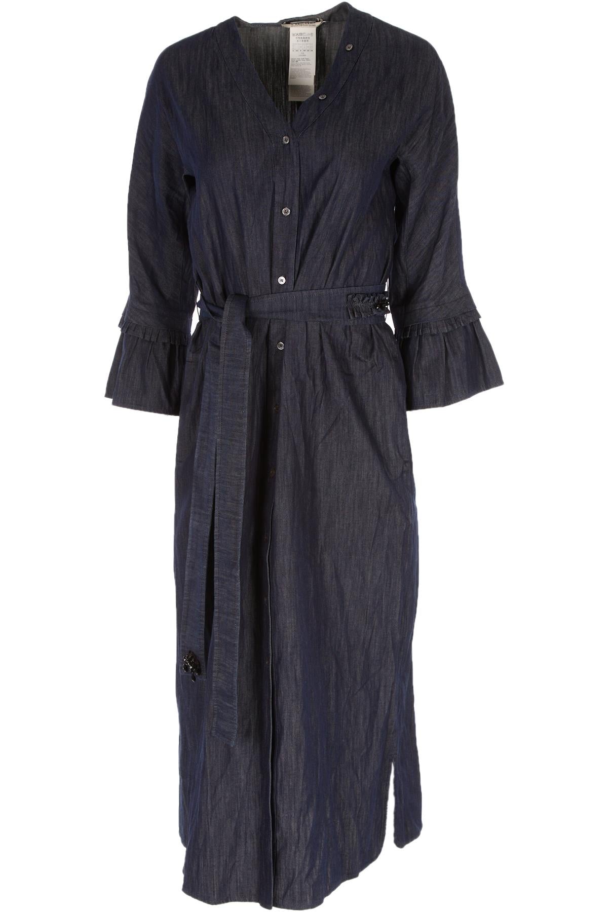 S MAX MARA NAVY CHAMBRAY MAXI DRESS IT 42 UK 10