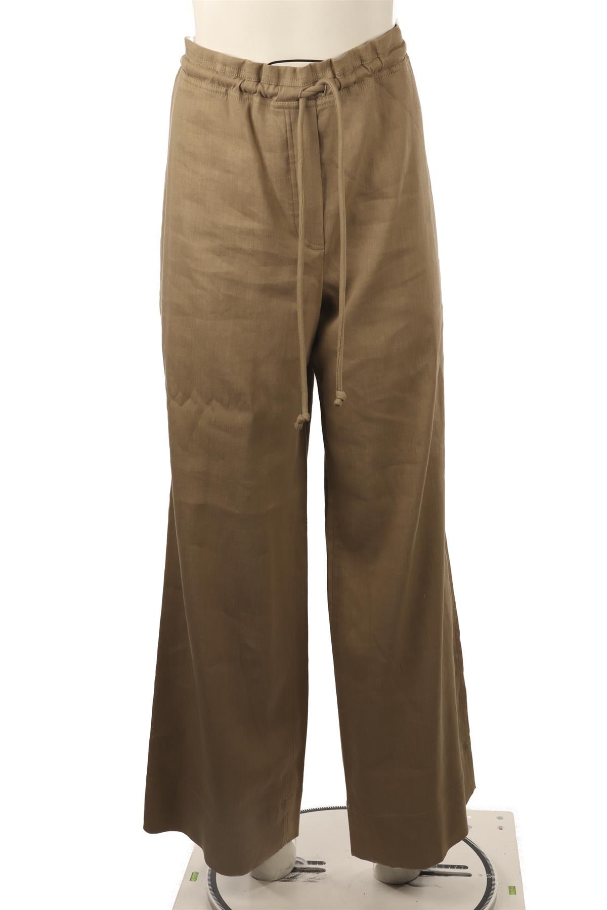 PROENZA SCHOULER BEIGE LINEN WIDE LEG PANTS LARGE
