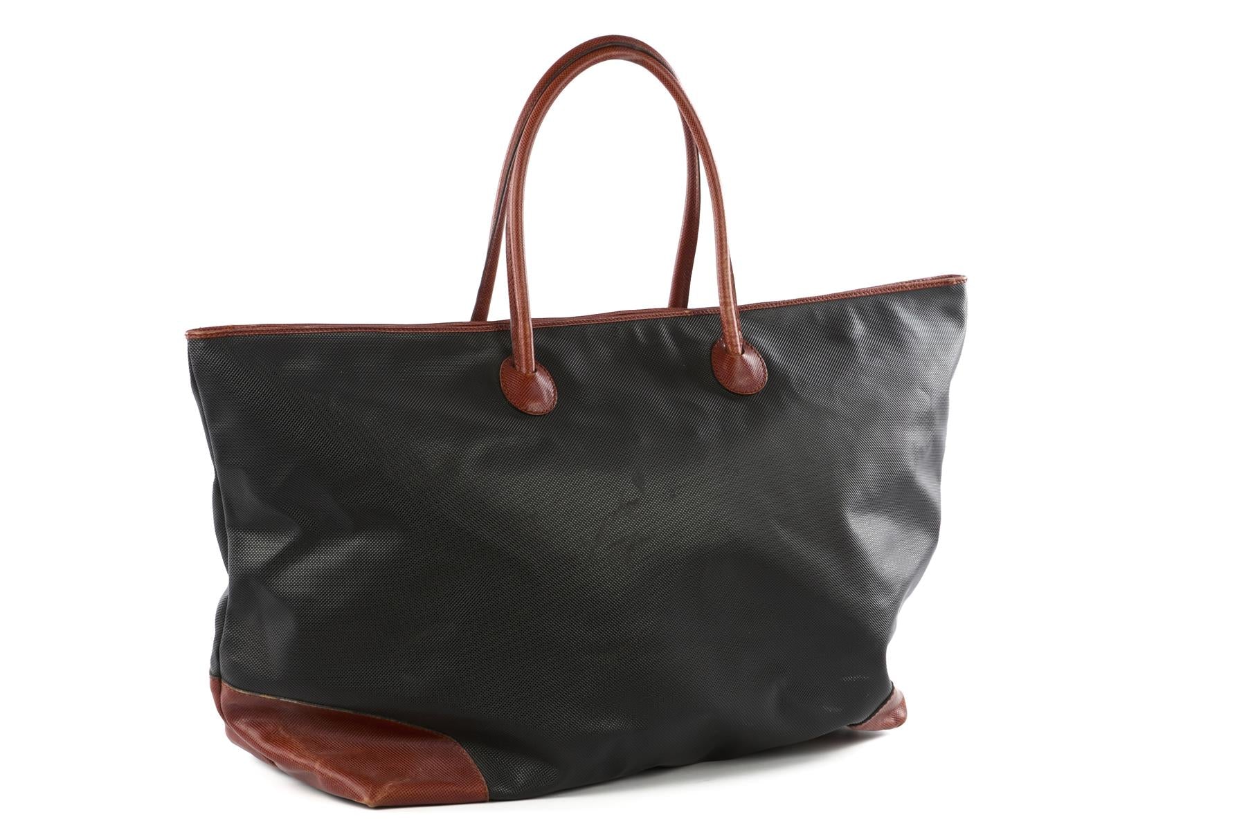 BOTTEGA VENETA BLACK VINTAGE MARCO POLO LEATHER TOTE BAG
