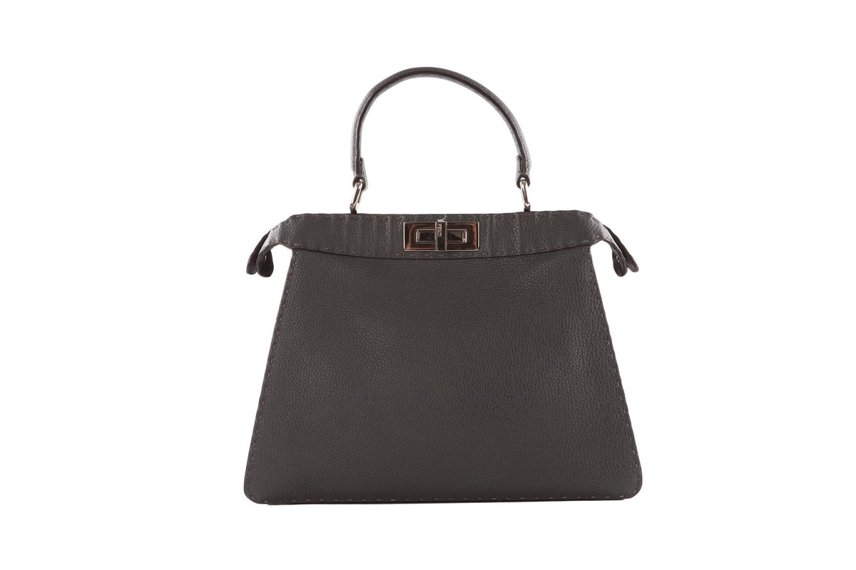 FENDI GREY PEEKABOO ISEEU MEDIUM LEATHER TOTE BAG