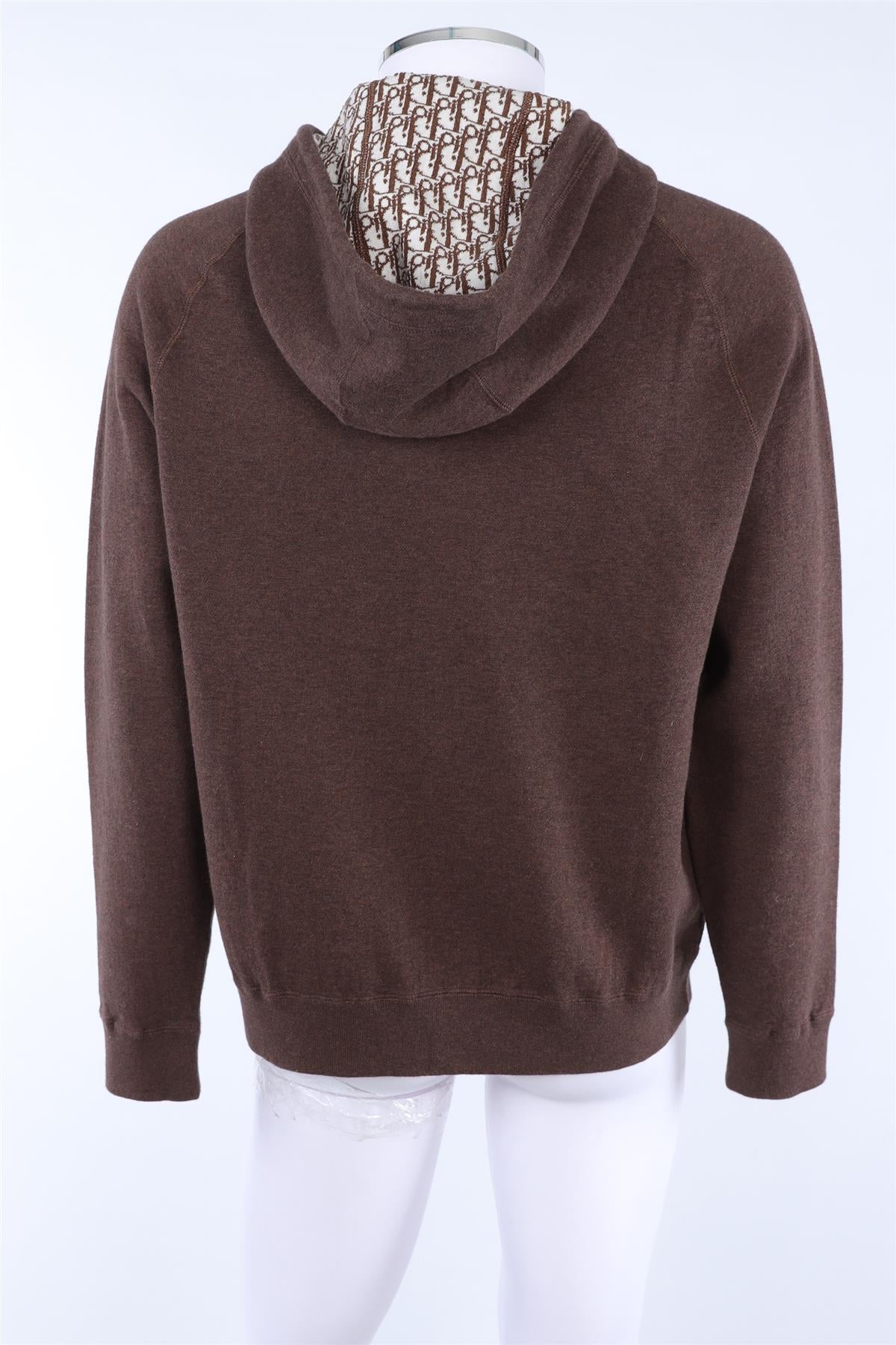 CHRISTIAN DIOR BROWN MEN'S 2021 OBLIQUE COTTON HOODIE XLARGE
