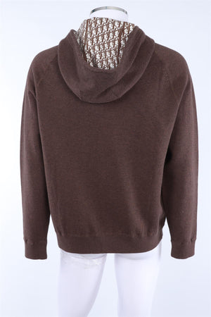 CHRISTIAN DIOR BROWN MEN'S 2021 OBLIQUE COTTON HOODIE XLARGE