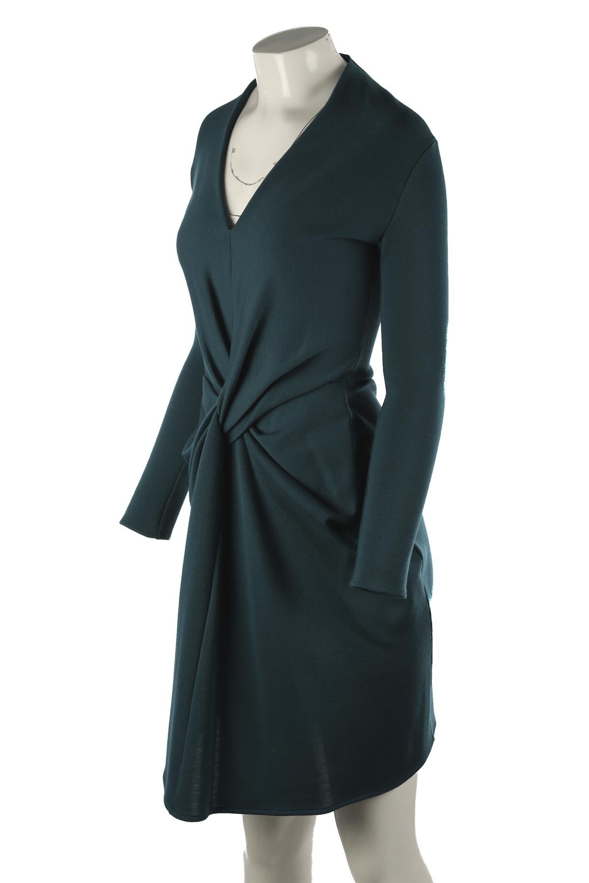 LANVIN GREEN WOOL MIDI DRESS FR 36 UK 8
