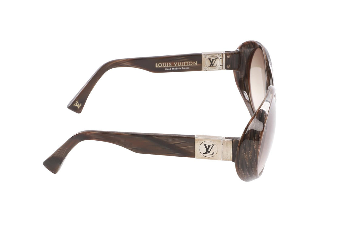 LOUIS VUITTON BROWN ROUND FRAME ACETATE SUNGLASSES
