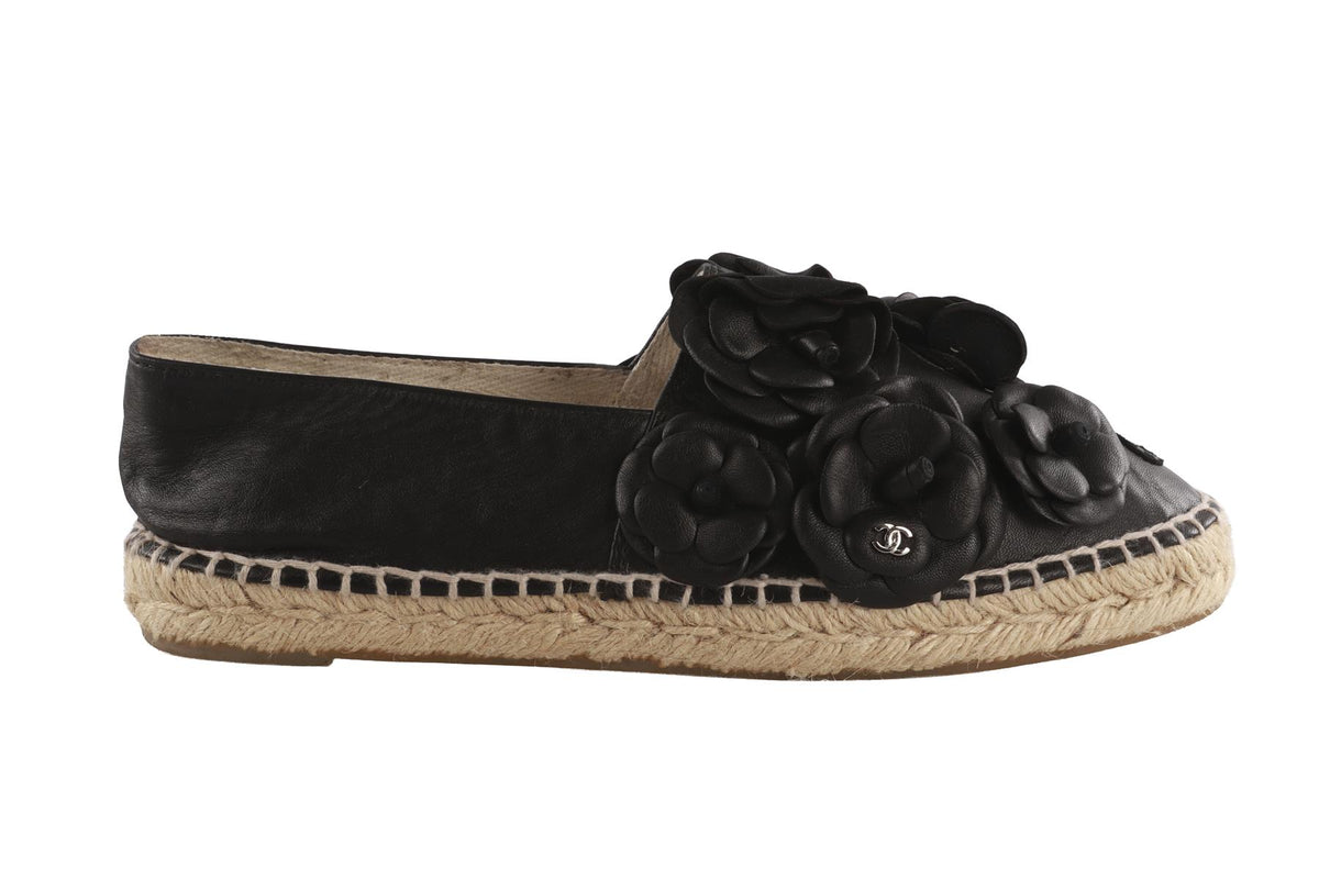 CHANEL BLACK 2017 LEATHER ESPADRILLES EU 41 UK 8 US 11