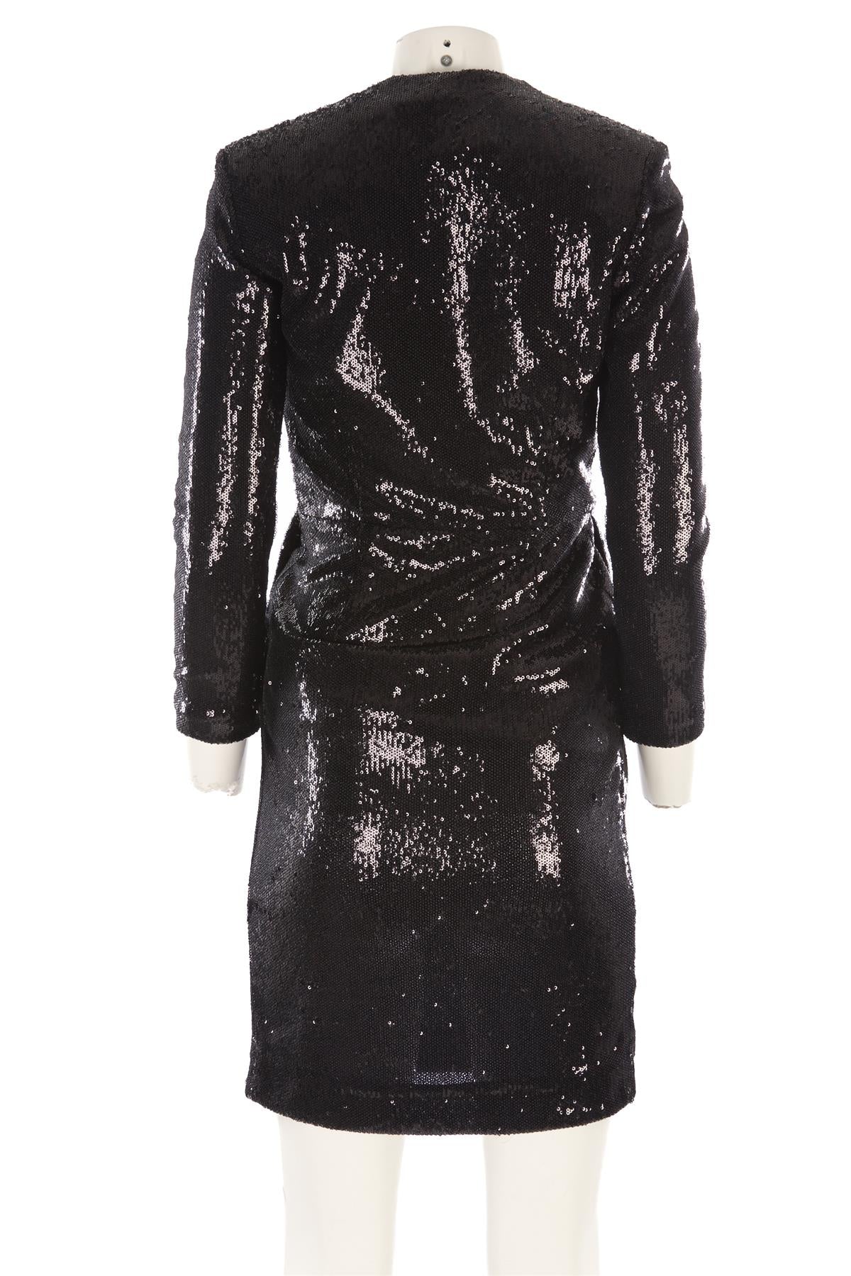 P.A.R.O.S.H BLACK SEQUIN MINI DRESS XSMALL