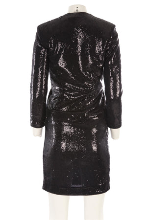 P.A.R.O.S.H BLACK SEQUIN MINI DRESS XSMALL