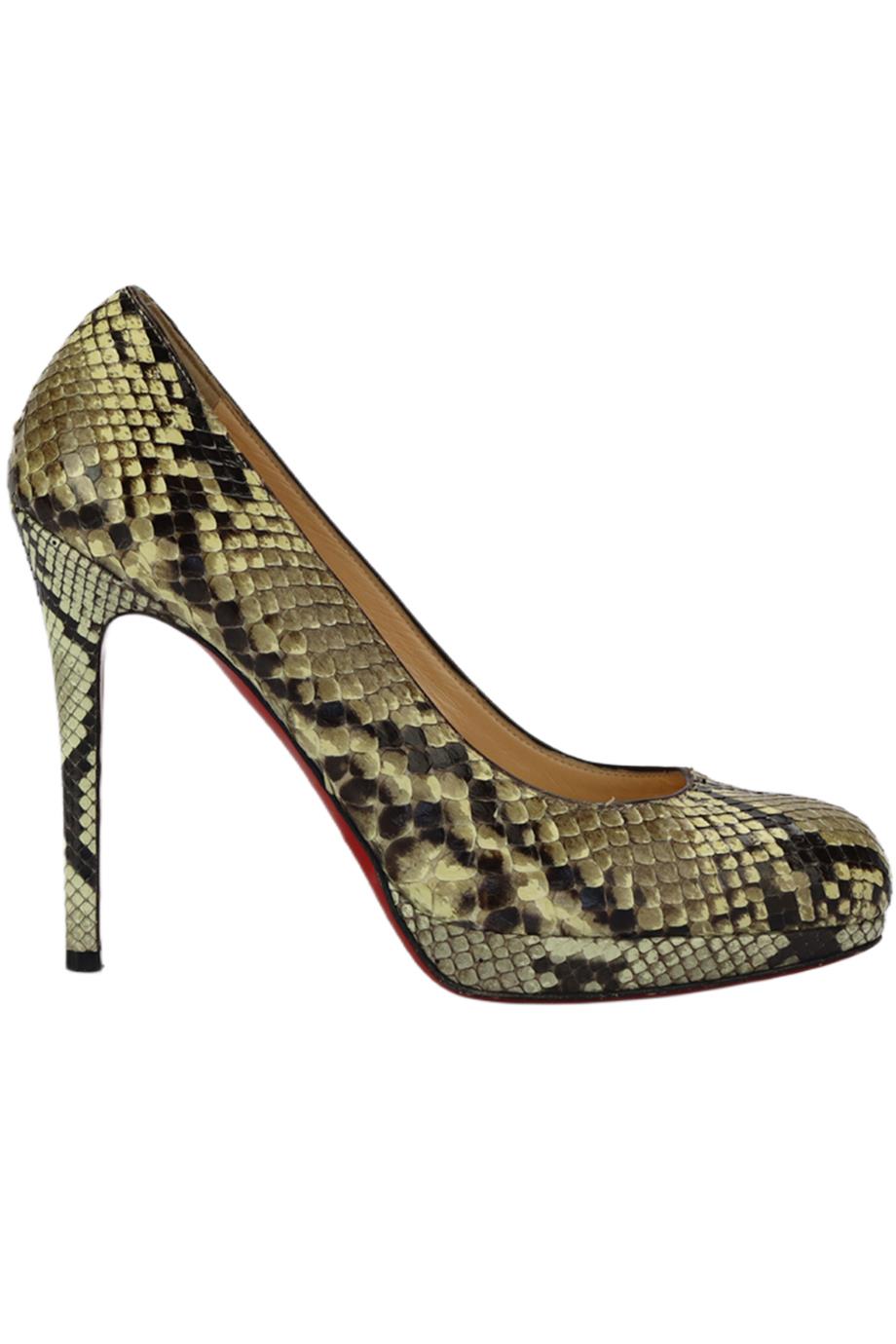 CHRISTIAN LOUBOUTIN PYTHON PLATFORM PUMPS EU 37.5 UK 4.5 US 7.5