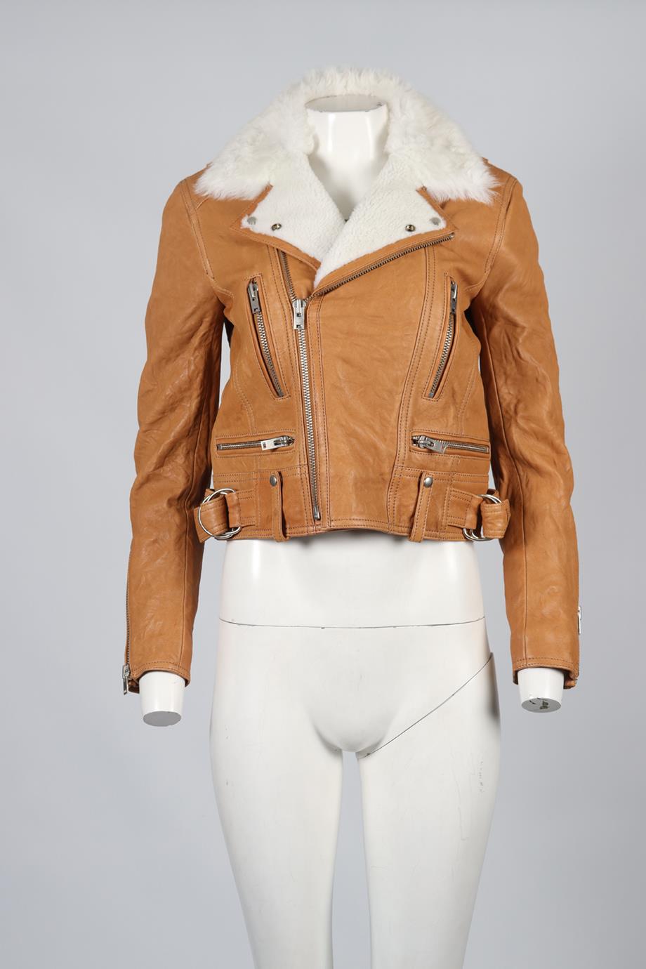 IRO SHEARLING AND LEATHER JACKET FR 36 UK 8