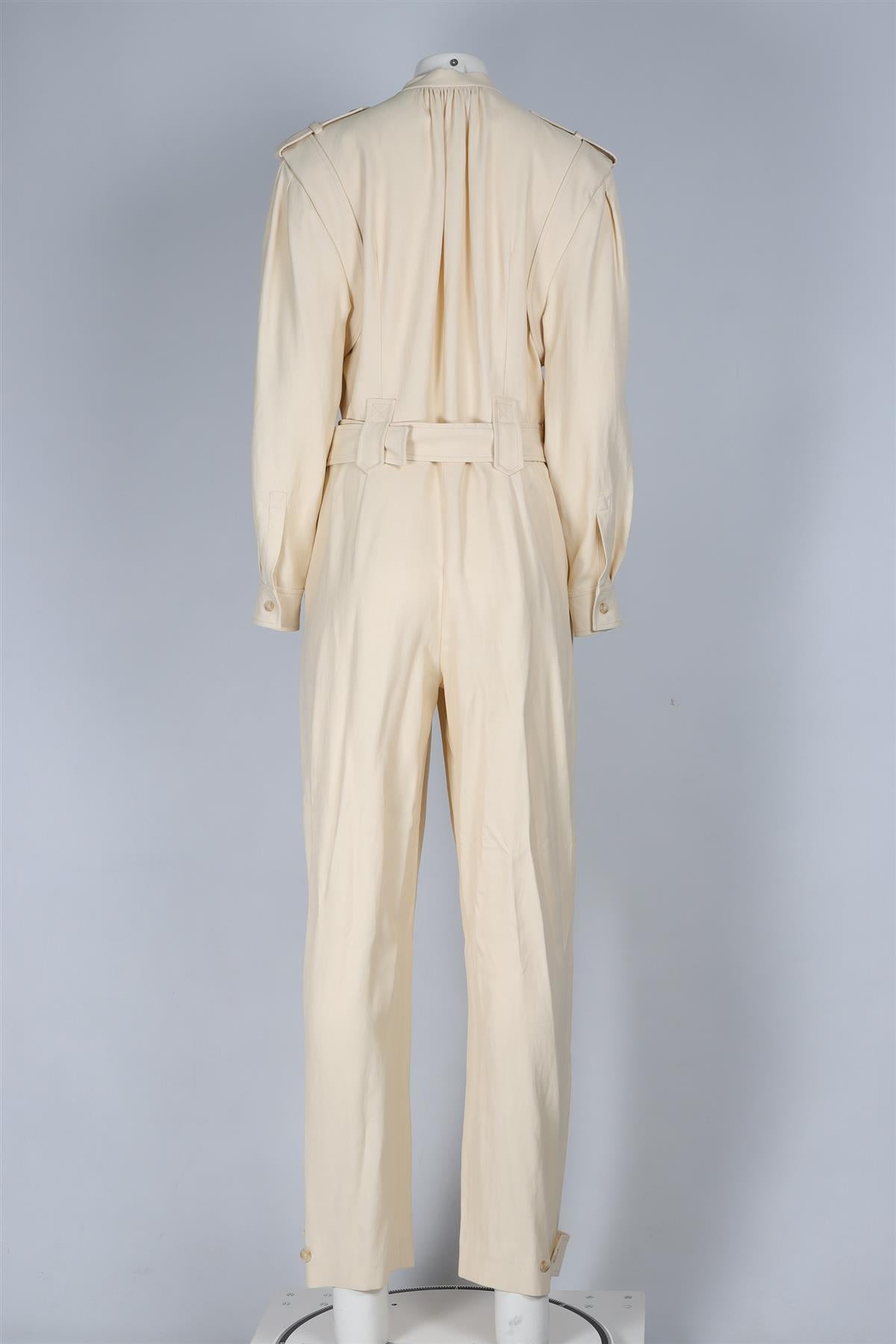 ALBERTA FERRETTI CREAM LINEN JUMPSUIT IT 44 UK 12