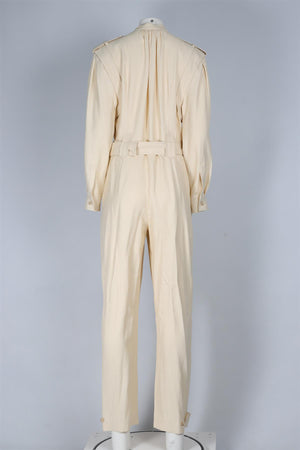 ALBERTA FERRETTI CREAM LINEN JUMPSUIT IT 44 UK 12