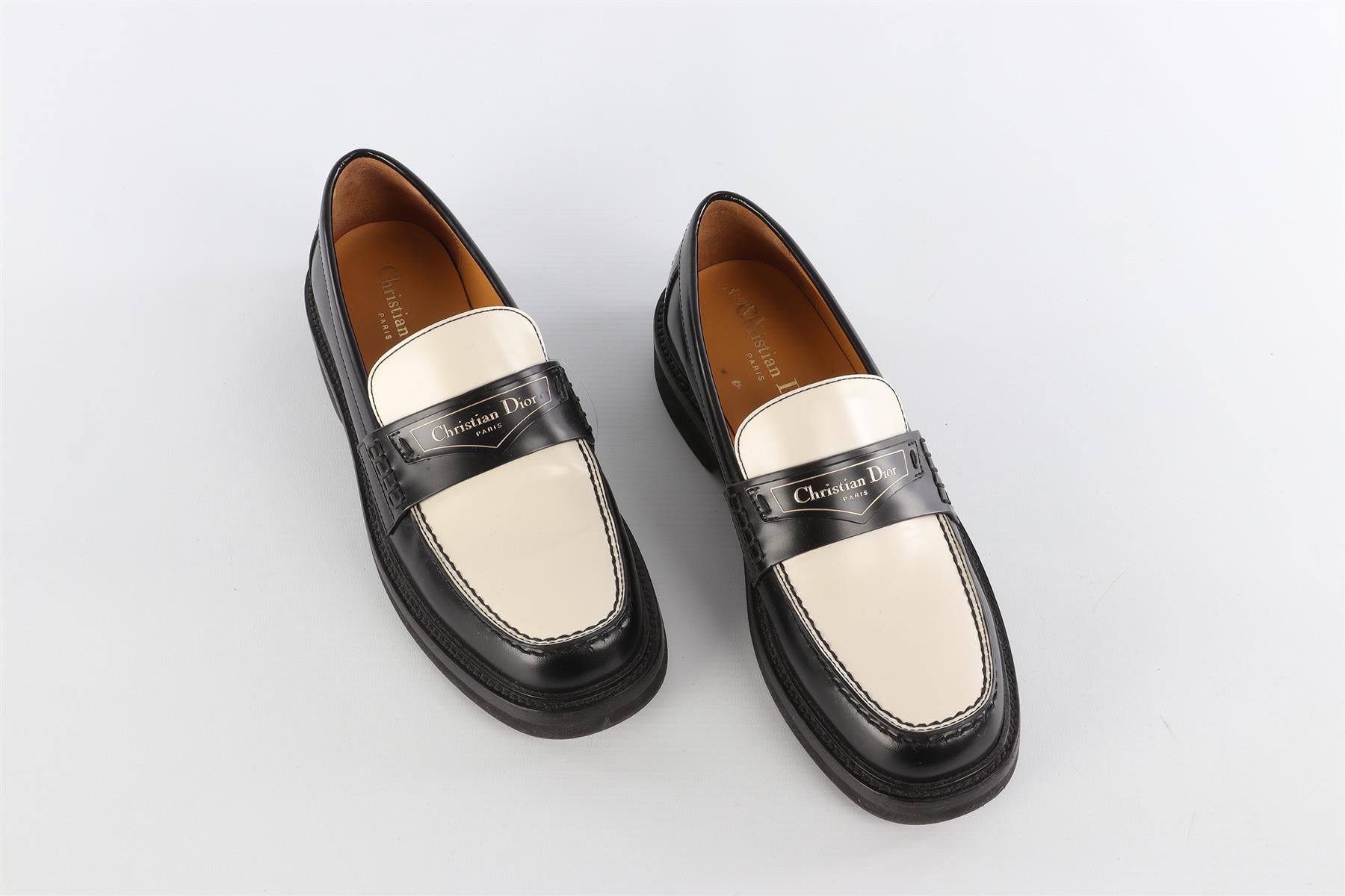 CHRISTIAN DIOR BLACK LEATHER LOAFERS EU 37 UK 4 US 6.5