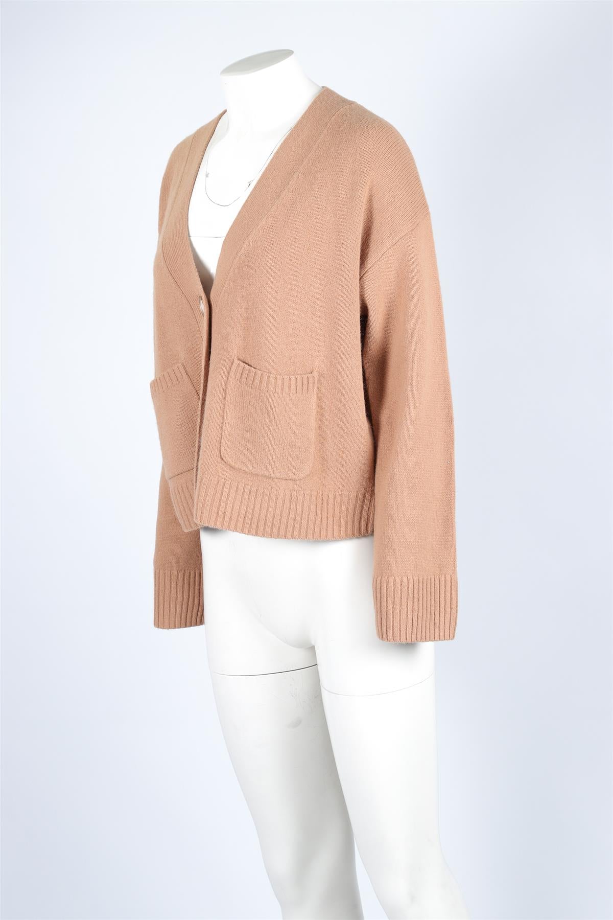 SEZANE TAN WOOL CARDIGAN MEDIUM