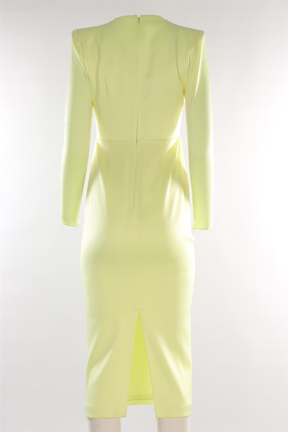 ALEX PERRY YELLOW SATIN MIDI DRESS UK 10