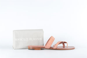 MANOLO BLAHNIK PINK SNAKESKIN SANDALS EU 40 US 7 UK 10