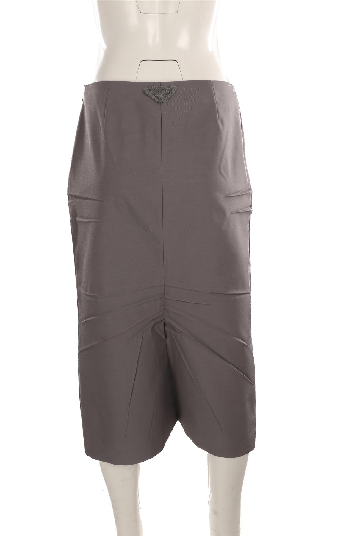 PRADA GREY WOOL MIDI SKIRT IT 42 UK 10