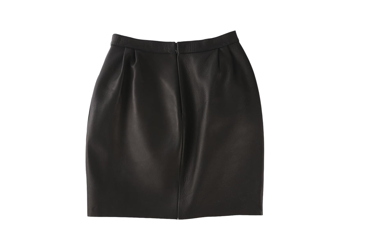 VALENTINO BLACK LEATHER MINI SKIRT IT 38 UK 6