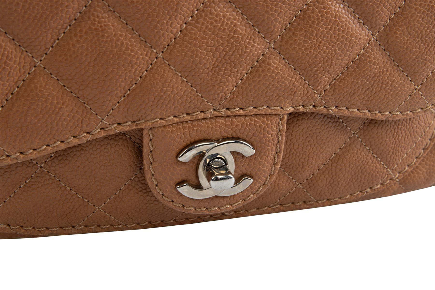 CHANEL TAN 2012-2013 CAVIAR LEATHER SHOULDER BAG