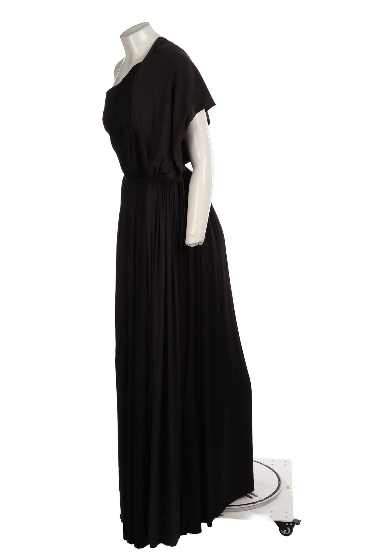 LANVIN BLACK 2011 SATIN MAXI DRESS FR 36 UK 8