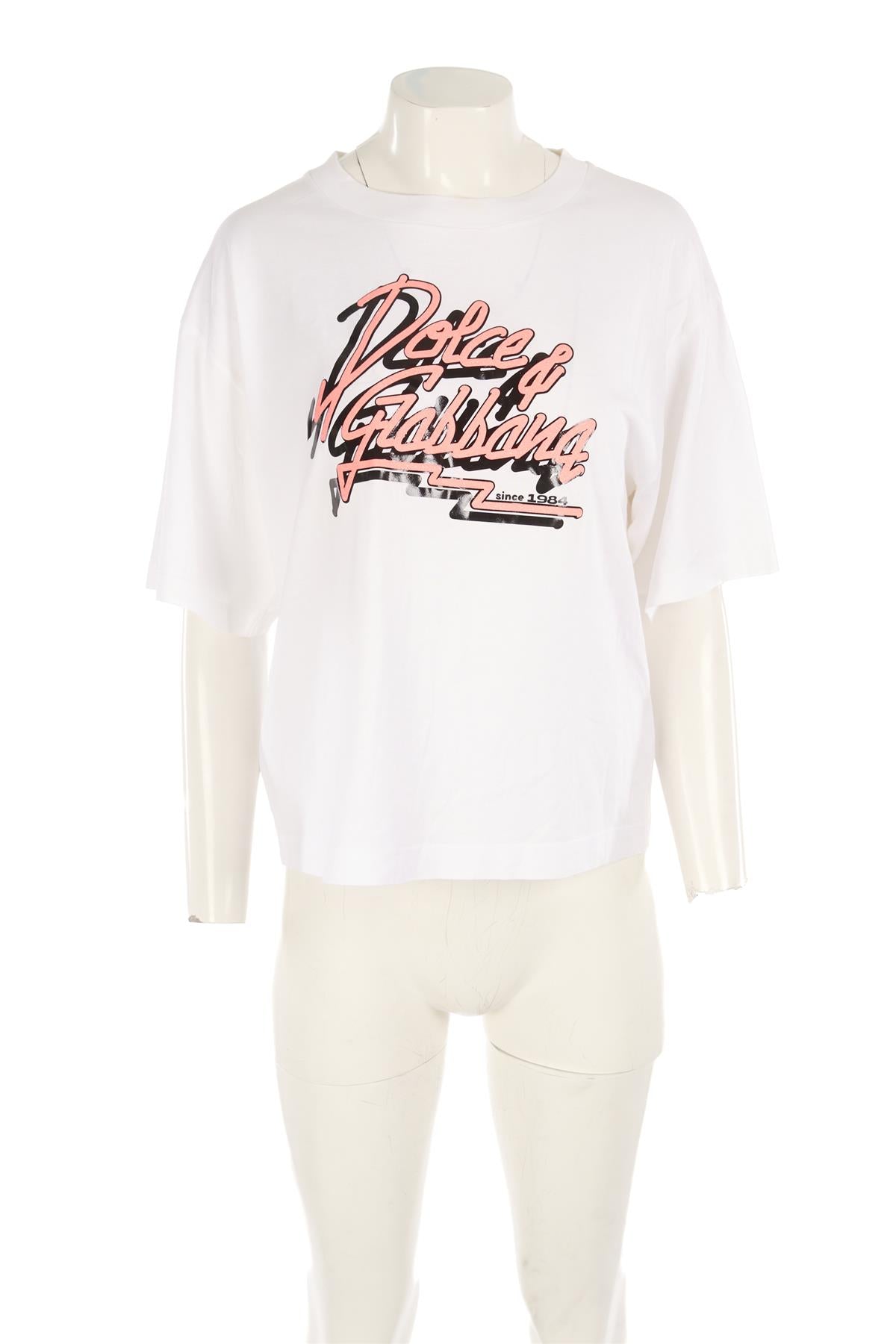 DOLCE & GABBANA WHITE COTTON T-SHIRT SMALL