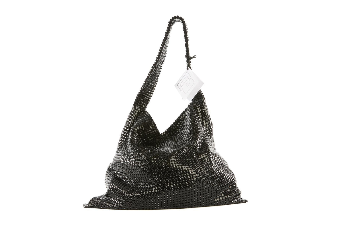 PACO RABANNE BLACK PIXEL CHAINMAIL SHOULDER BAG