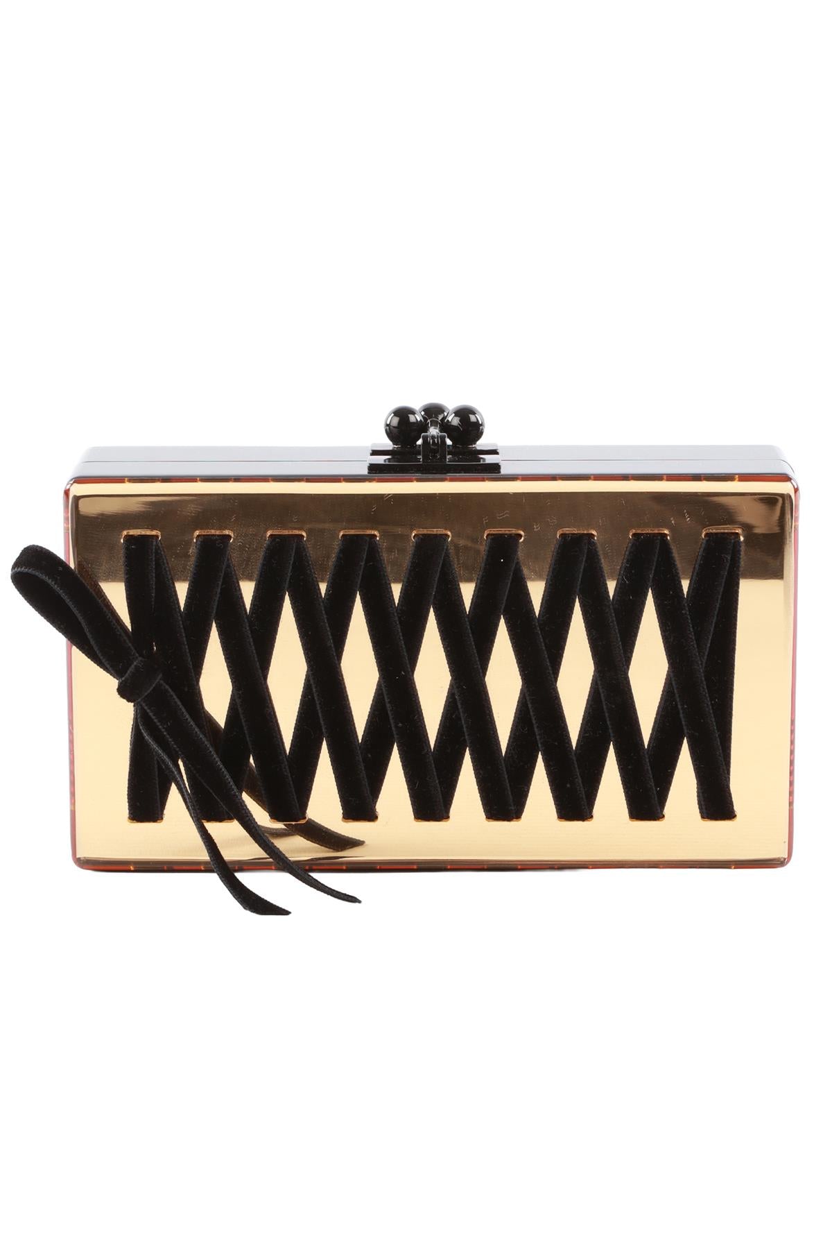 EDIE PARKER BLACK ACETATE CLUTCH